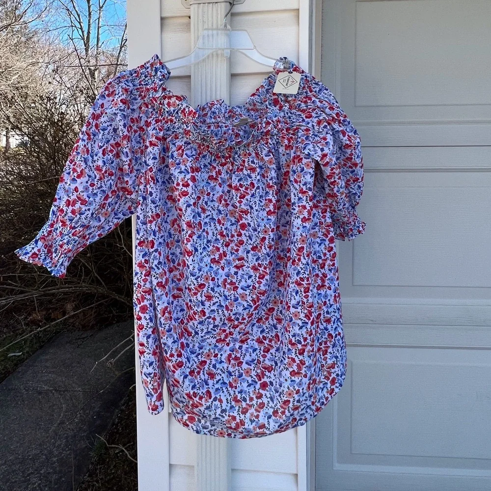 NWT St. Johns Bay So Pretty! Floral Off the Shoulder Floral Smocked Neck - Picture 1 of 6